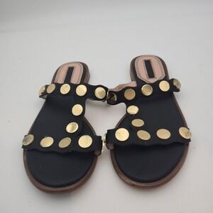 Studded Sandals‎ 6 Kensie Manette Pretty SC Black Gold Studded Slip On Flats